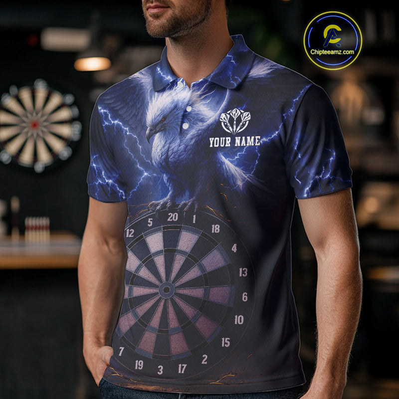 Custom Lightning Blue Eagle Dartboard Men Dart Shirt Outfits Dart Team Jerseys NYN1068