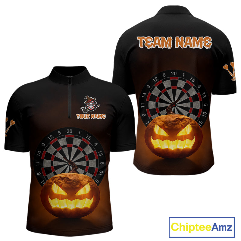 Custom Halloween Darts Shirt For Men Personalized Pumpkin Skull Halloween Darts Jerseys NYN1229
