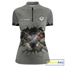 Load image into Gallery viewer, Funny Tornado Grey Billiard Ball Shirt For Women Personalized Thunder 8 Ball Pool Team Jersey NYN2985