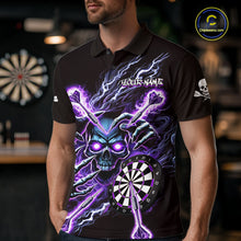 Load image into Gallery viewer, Personalized Purple Skeleton Thunder Lightning Men Dart Polo Shirt Skull Dart Jerseys NYN2119