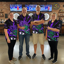 Load image into Gallery viewer, Custom Purple Neon Fierce Bulldog Thunder Men Darts Polo Shirt Funny Dart League Jerseys NYN2126