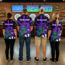Load image into Gallery viewer, Custom Purple Neon Fierce Bulldog Thunder Men Darts Polo Shirt Funny Dart League Jerseys NYN2126