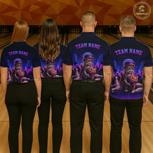 Load image into Gallery viewer, Whisky Cat Funny Bowling Shirts For Women Custom Neon Bowling Polo &amp; Quarter-Zip Jerseys NYN3416