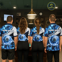 Load image into Gallery viewer, Personalized Blue Flaming Thunder 8 Ball Pool Billiard Shirts For Women Billiard Attire Gifts NYN2802