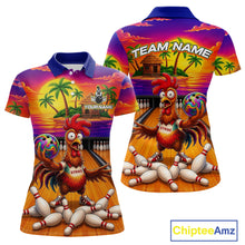 Load image into Gallery viewer, Funny Colorful Rooster Bowling Jerseys For Women Custom Summer Bowling Shirt Team Attire NYN3183