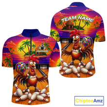 Load image into Gallery viewer, Funny Colorful Rooster Bowling Jerseys For Men Custom Summer Bowling Shirt Team Attire NYN3183