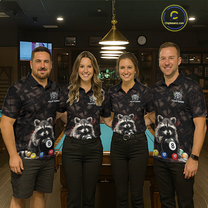 Billiard 8 Ball Raccoon Funny Pool Shirt For Women Custom Brown Brush Team Billiard Attire NYN3444