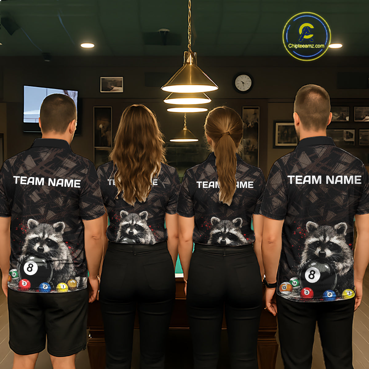 Billiard 8 Ball Raccoon Funny Pool Shirt For Women Custom Brown Brush Team Billiard Attire NYN3444