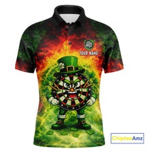 Load image into Gallery viewer, Funny Shamrock Dartboard &amp; Arrow Men Darts Polo Shirt Custom St Patrick's Day Dart League Shirt NYN2650