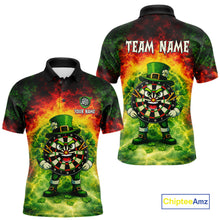 Load image into Gallery viewer, Funny Shamrock Dartboard &amp; Arrow Men Darts Polo Shirt Custom St Patrick's Day Dart League Shirt NYN2650