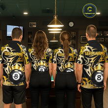 Load image into Gallery viewer, Gold Tribal Crown 8 Ball Pool Women Polo &amp; 1/4-Zip Team Shirt Custom Billiards Ball Jerseys NYN2429