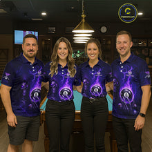 Load image into Gallery viewer, Fire Flame Purple 8 Ball Pool Billiard Team Shirt For Women Custom Grim Reaper Billiard Jerseys NYN2438