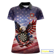 Load image into Gallery viewer, American Flag Eagle Dartboard &amp; Arrow Women Darts Polo Shirt Custom Patriotic Dart Team Shirt NYN2659