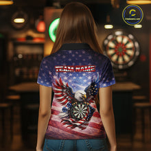 Load image into Gallery viewer, American Flag Eagle Dartboard &amp; Arrow Women Darts Polo Shirt Custom Patriotic Dart Team Shirt NYN2659
