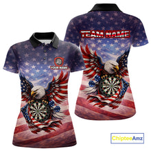 Load image into Gallery viewer, American Flag Eagle Dartboard &amp; Arrow Women Darts Polo Shirt Custom Patriotic Dart Team Shirt NYN2659