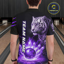 Load image into Gallery viewer, Purple Flames Tiger Custom Men Bowling Polo &amp; Quarter-Zip Shirts Flame Bowling Team Jerseys NYN3012