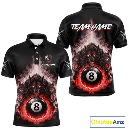 Custom Horror Wolfs Black Red Smokes Pool 8 Ball Men's Billiard Team Shirt Billiard Attire NYN2668