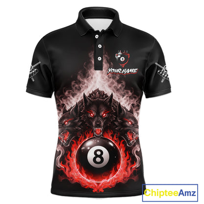 Custom Horror Wolfs Black Red Smokes Pool 8 Ball Men's Billiard Team Shirt Billiard Attire NYN2668