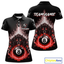 Load image into Gallery viewer, Custom Horror Wolfs Black Red Smokes Pool 8 Ball Women's Billiard Team Shirt Billiard Attire NYN2668