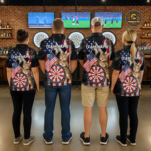 Load image into Gallery viewer, Funny Cat Patriotic Dartboard Darts Jersey For Men Custom Grunge Texas - US Flag Darts Team Shirts NYN3205