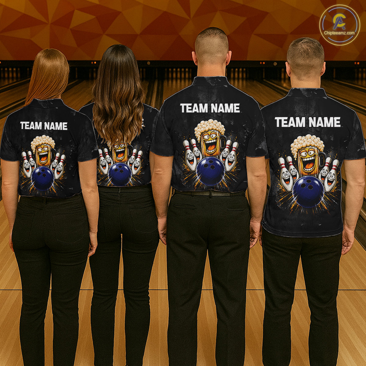 American Flag Grunge Patriotic Bowling Shirt For Women Custom Funny Beer Bowling Tournament Jersey NYN3748
