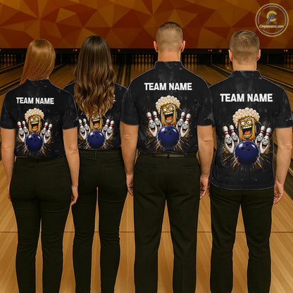 American Flag Grunge Patriotic Bowling Shirt For Women Custom Funny Beer Bowling Tournament Jersey NYN3748