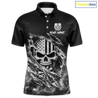 White Smokes Torn Dart Shirt Custom US Flag Skull Darts Team Outfits For Men, Darts Gifts NYN4073