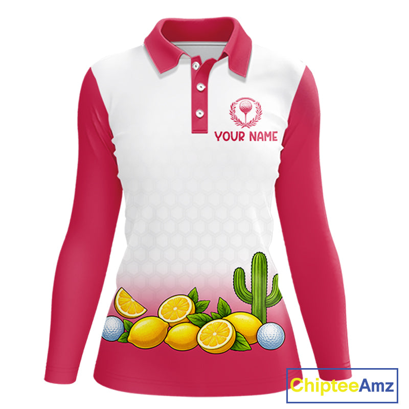 Womens Flamingo Tropical Polo Golf Shirts Custom Pink And White Ball Golf Attire For Golfers NYN3061