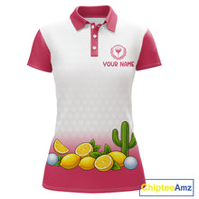 Load image into Gallery viewer, Womens Flamingo Tropical Polo Golf Shirts Custom Pink And White Ball Golf Attire For Golfers NYN3061