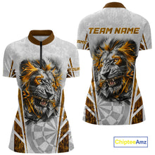 Load image into Gallery viewer, Yellow And White Grunge Tiger Dartboard Custom Women Darts Polo League Shirts Dart Jerseys NYN2839