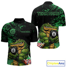Load image into Gallery viewer, Custom Green Grunge Crocodile 8 Ball Billiard Pool Shirt For Men Funny Billiard Team Jersey NYN3066
