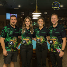 Load image into Gallery viewer, Custom Green Grunge Crocodile 8 Ball Billiard Pool Shirt For Men Funny Billiard Team Jersey NYN3066