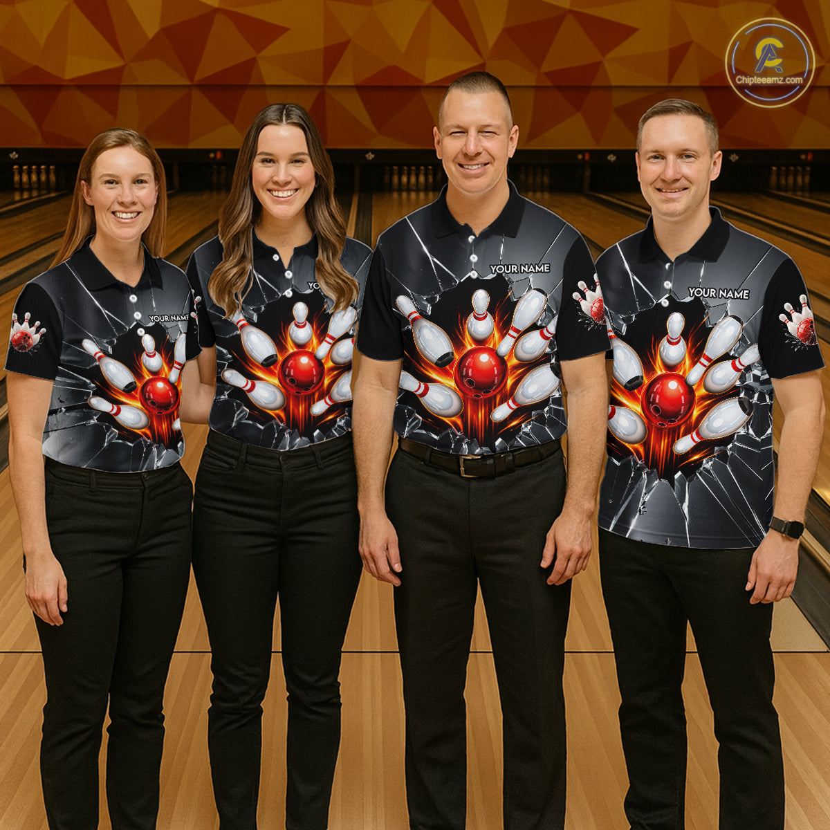 Grey Broken Glass Bowling Shirt For Women Custom Fire Flame Outfit Bowling Jersey | Red NYN3230