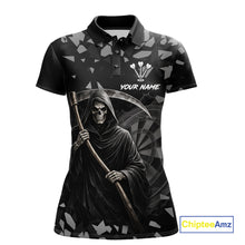 Load image into Gallery viewer, Grey Grim Reaper Smoke Dartboard Custom Grunge Women Darts Polo Shirt Darts Team Jersey NYN2718
