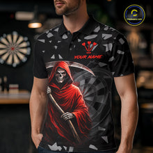 Load image into Gallery viewer, Red Grim Reaper Smoke Dartboard Custom Grunge Men Darts Polo Shirt Darts Team Jersey NYN2719