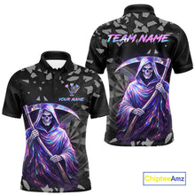 Load image into Gallery viewer, Holographic Grim Reaper Smoke Dartboard Custom Men Darts Polo Shirt Dart Team Jersey NYN2720