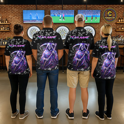 Holographic Grim Reaper Smoke Dartboard Custom Women 1/4-Zip Shirt Dart Team Jersey NYN2720