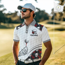 Load image into Gallery viewer, Red Roses Skull Pattern Golf Polo Shirts For Men Custom Bone Hand Golf Team Tournament NYN3254