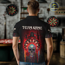 Load image into Gallery viewer, Custom Red Flames Grim Reaper Dartboard Men Darts Polo Shirt Rose Skulls Darts Jersey NYN1975