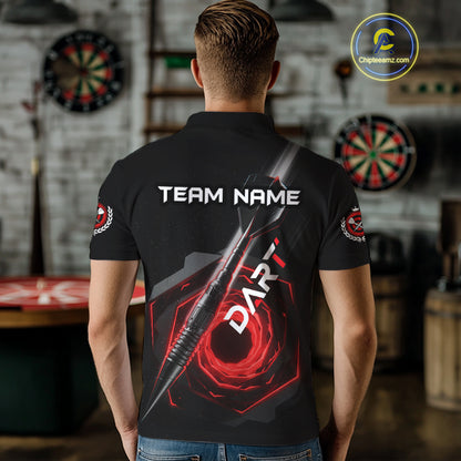 Black And Red Geometry Swirl Dart Arrow Custom Men Darts Polo Shirt Dart Gifts NYN1982