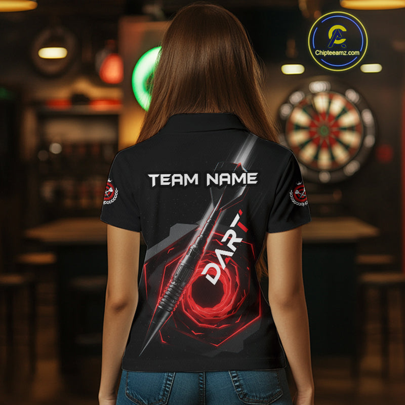 Black And Red Geometry Swirl Dart Arrow Custom Men Darts Polo Shirt Dart Gifts NYN1982