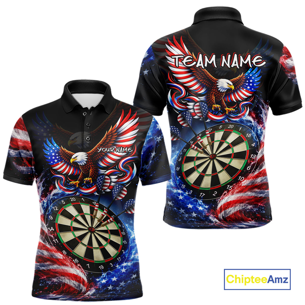Eagle Dartboard US Flag Freedom Darts Polo Shirt Personalized Patriotic Men Dart Jerseys NYN2527