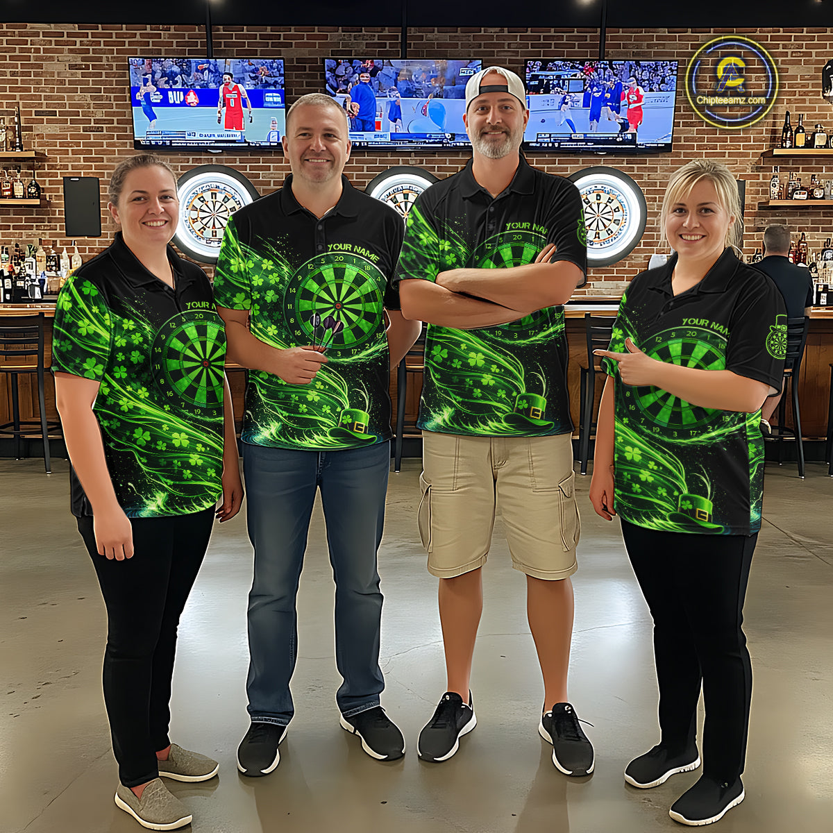 Funny Shamrock Tornado Dartboard Men Darts Polo Shirt Custom St Patrick's Day Darts Team Jersey NYN2532