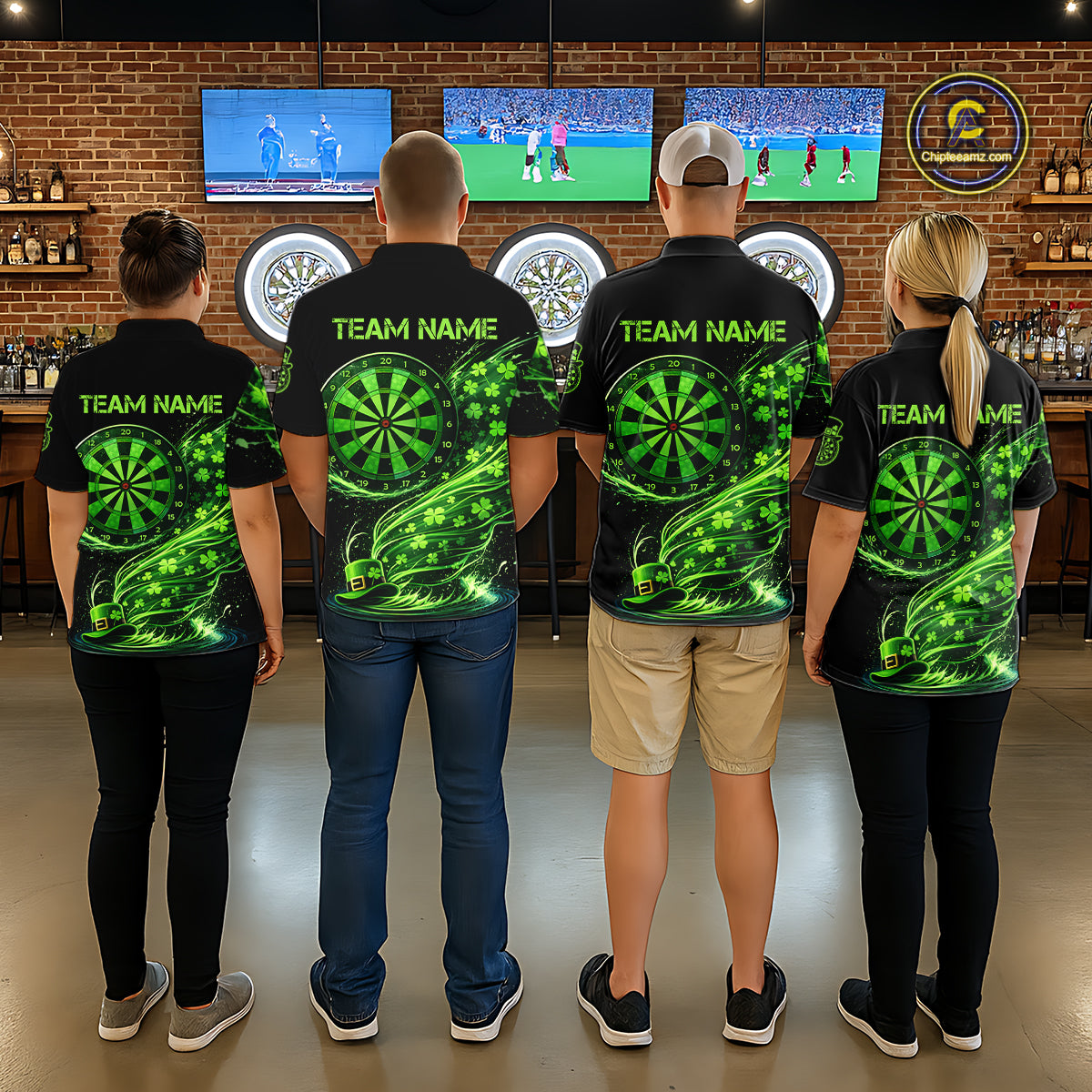 Funny Shamrock Tornado Dartboard Men Darts Polo Shirt Custom St Patrick's Day Darts Team Jersey NYN2532