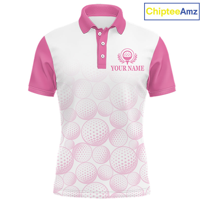 Pink Ribbon Breast Cancer Awareness Mens Polo Shirt Custom US Flag Patriotic Golf Shirt For Men NYN3099