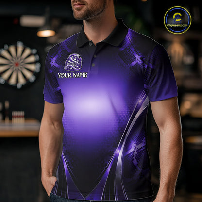 Custom Light Purple Cobra Darts Men Polo & 1/4-Zip Dart Shirt Funny Rich Cobra Outfit Dart Jerseys NYN2902