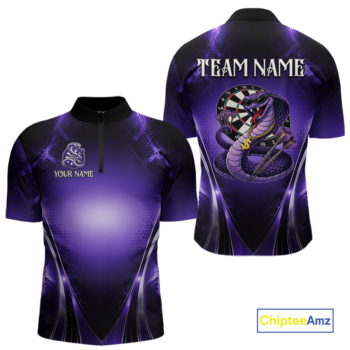 Custom Light Purple Cobra Darts Men Polo & 1/4-Zip Dart Shirt Funny Rich Cobra Outfit Dart Jerseys NYN2902