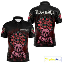 Load image into Gallery viewer, Black And Red Dripping Creepy Bear Grunge Custom Polo Dart Shirt For Men Dart Jerseys NYN2021