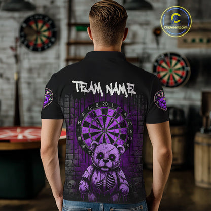 Black And Purple Dripping Creepy Bear Grunge Custom Polo Dart Shirt For Men Dart Jerseys NYN2023
