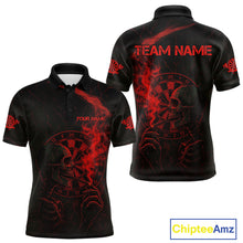 Load image into Gallery viewer, Red Smoking Skeleton Bone Cracked Dartboard Custom Men Polo Dart Jerseys Dart Gifts NYN2033